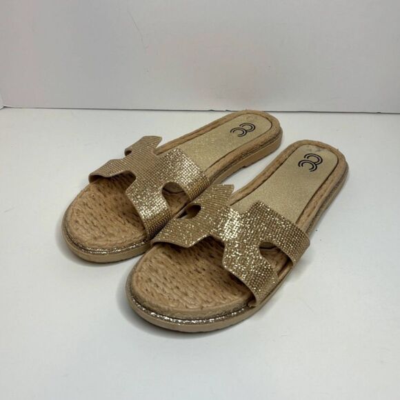 Cindy Claire Shoes - Cindy Claire Studded Jewel Rubber Flat Sandals Slip On Slides Womens Designer